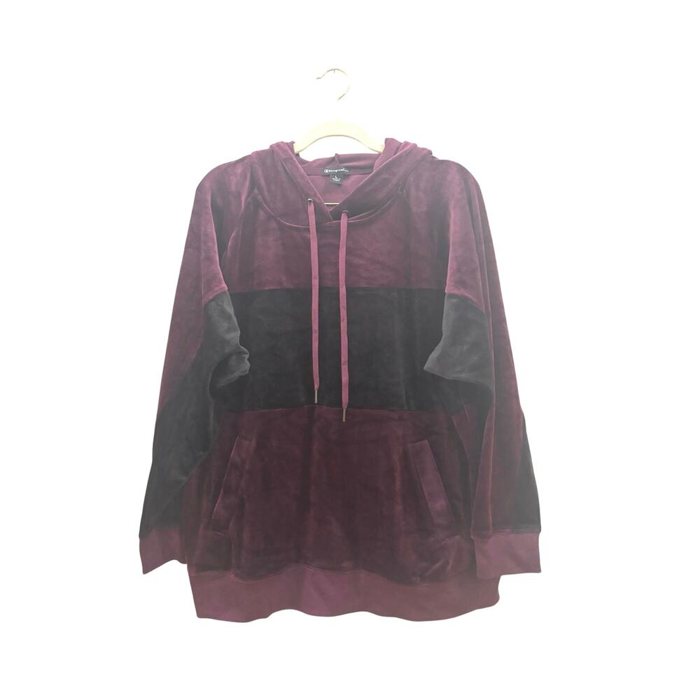 Champion elite Maroon & Black Velour Hooded Sweatshirt large